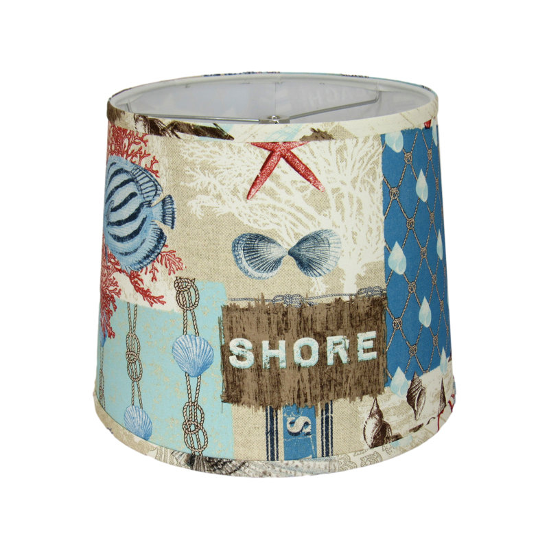 Abat-jour tambour avec bordure auto Coastal, 9" H x 10" W x 10" D