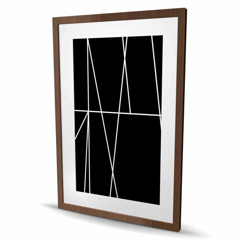 Rayures blanches sur fond noir - reproduction encadrée pour chambre à coucher