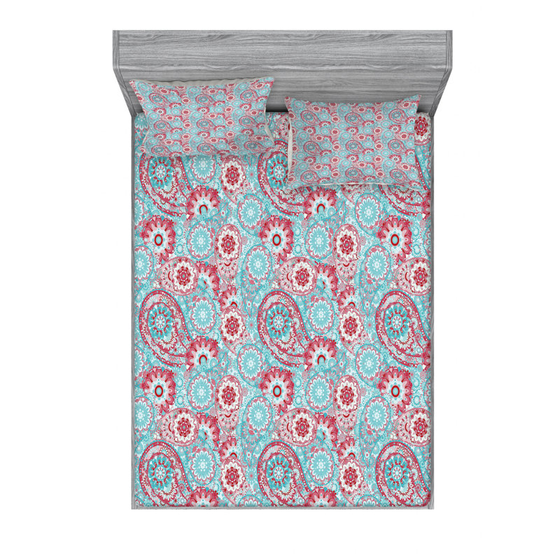 Microfiber Paisley Sheet Set, Twin Sheet Set with Fitted Sheet, Paisley