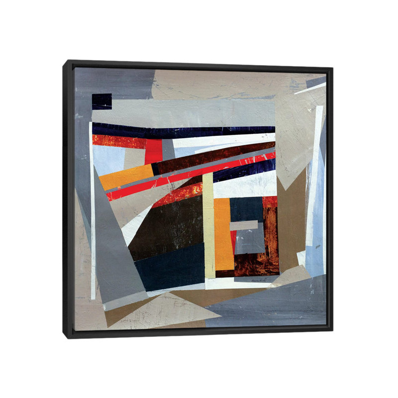 Mid-Century - Painting on Canvas, 45.72 cm H x 45.72 cm W, Black Framed