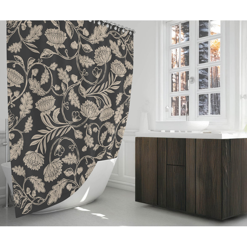 Rideau de douche ultra-mince Autumn Vines, Gris anthracite