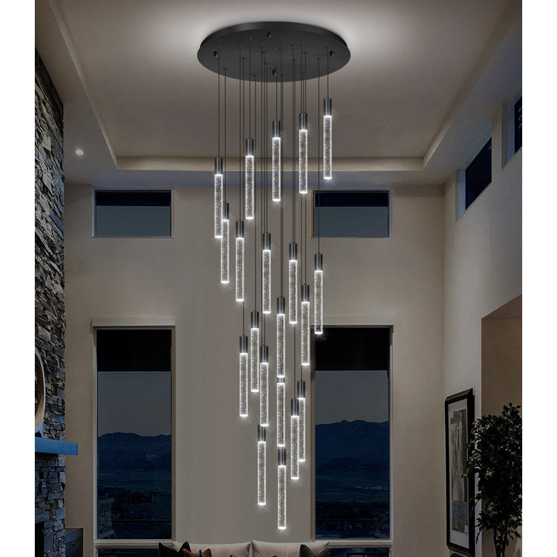 Lustre clair en cristal à intensité variable, Noir mat, 20