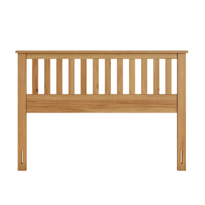 Queen Size Mission Style Panel Headboard, Classic Open Vertical Slat Arrangement, Solid And Engineered Kiln - Dried Wood, Universal Fit For Bed Frames, Brown Main Color, Casual Appearance, Assembly