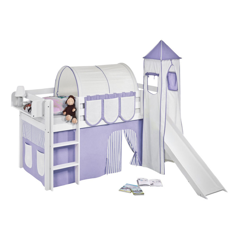 Basic Mid Sleeper Bed, Purple/​Beige, European Single (90 x 200cm)
