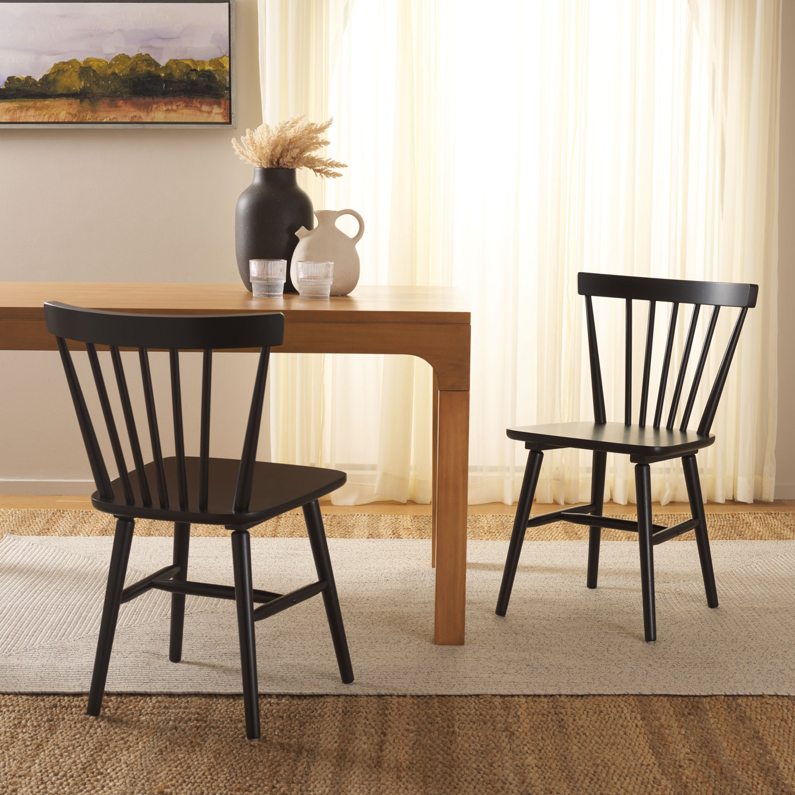 Antoya Solid Wood Dining Chair, Matte Black