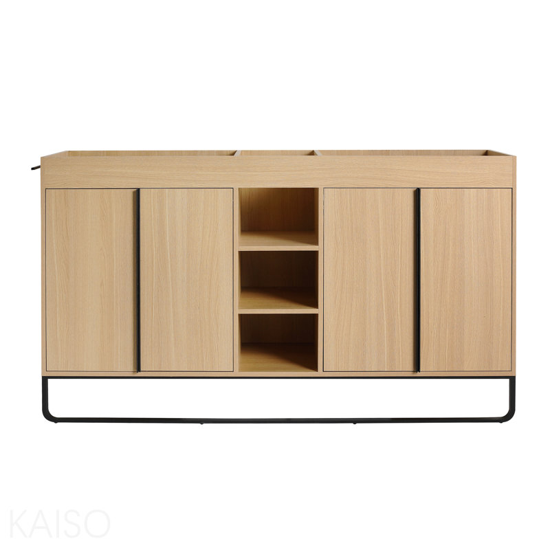 60" Freestanding Bathroom Cabinet, 4-Soft Close Door & 3-Open Storage Rack, Kd-Packing (Vanity Only, Without Sink)