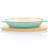 Martha Stewart 2 Piece Enameled Cast Iron Oval Casserole Birch Wood Trivet Set In Aqua-59805343