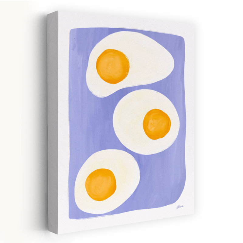 Art mural abstrait œufs frits, lavande vibrante moderne, H 48 po x l 32 po