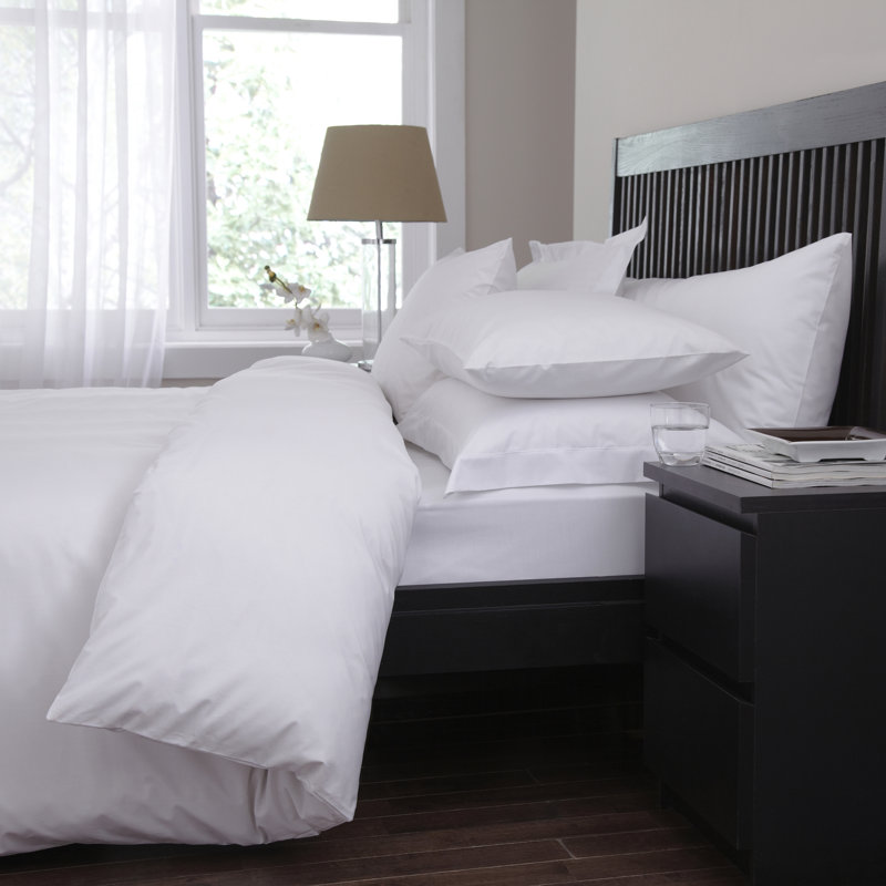 Percale Fitted Sheet, White, Double (4'6)