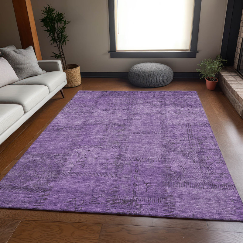 Tapis mauve de qualité supérieure lavable à la machine Prisco, Rectangle 9 pi x 12 pi