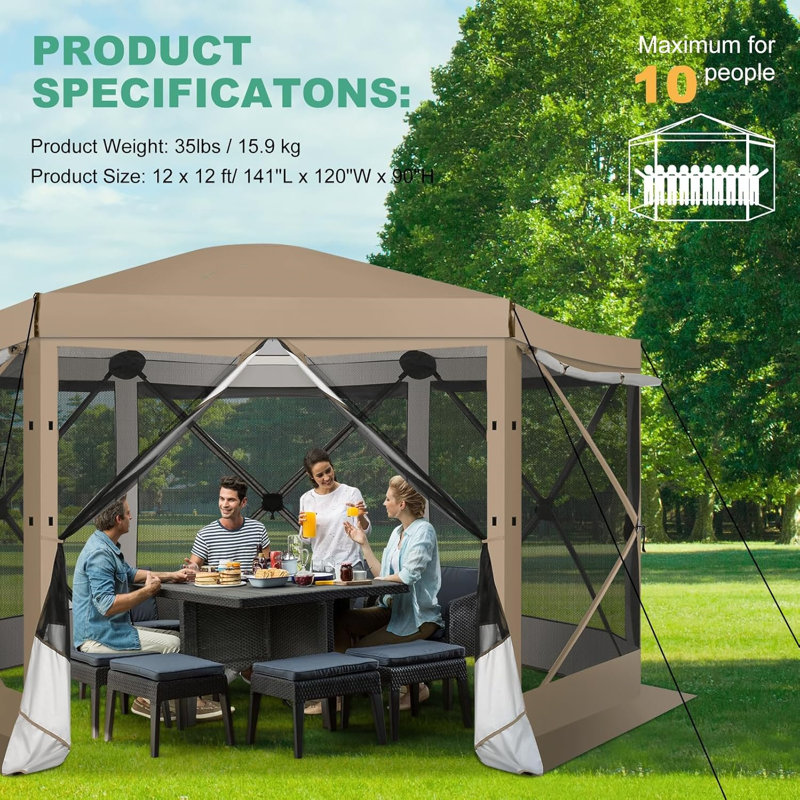 Pavillon de jardin 12x12 Pop Up , Kaki
