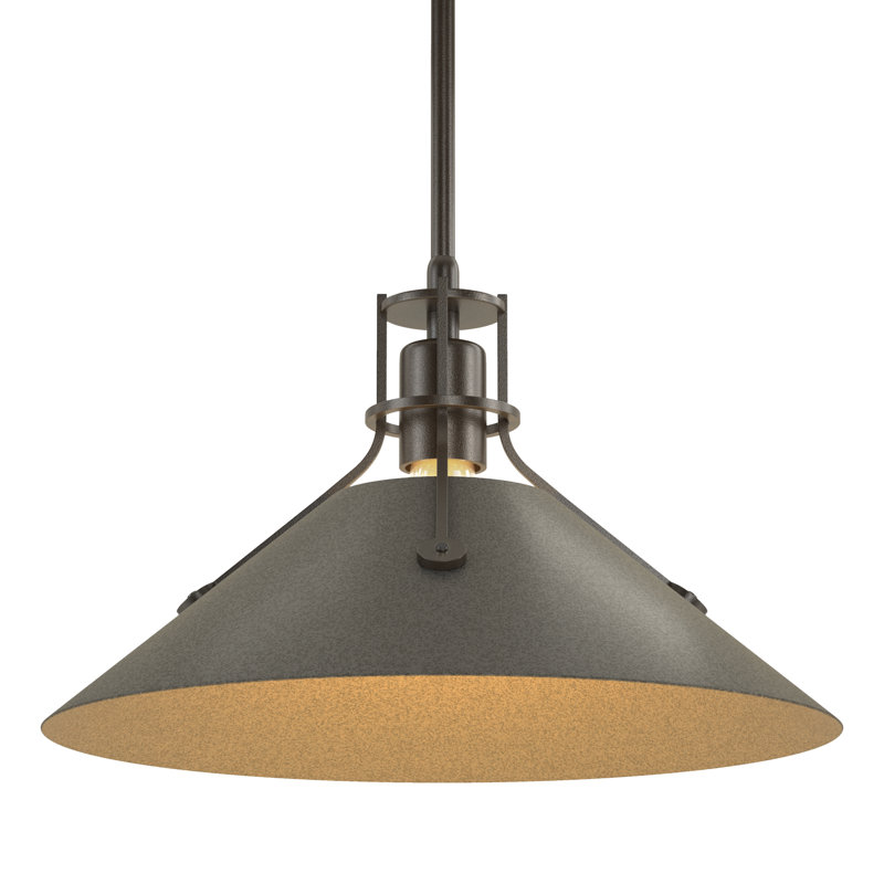 Henry 1 - Light Single Cone Pendant, Natural Iron, Oil Rubbed Bronze, 56.3'' H X 14.4'' W X 14.4'' D
