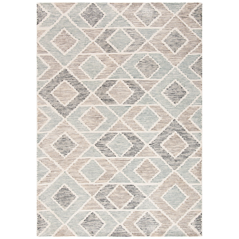 Tapis géométrique en laine / coton touffeté à la main Fredrika, Rectangle de 5 pi x 8 pi