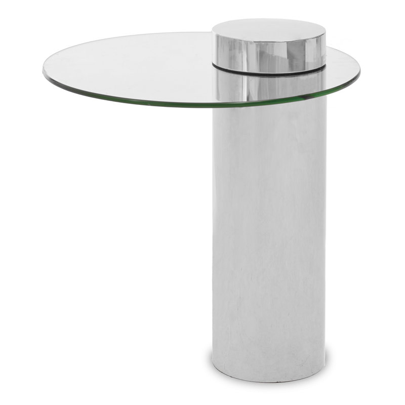 Bhodi Glass Top End Table, Silver