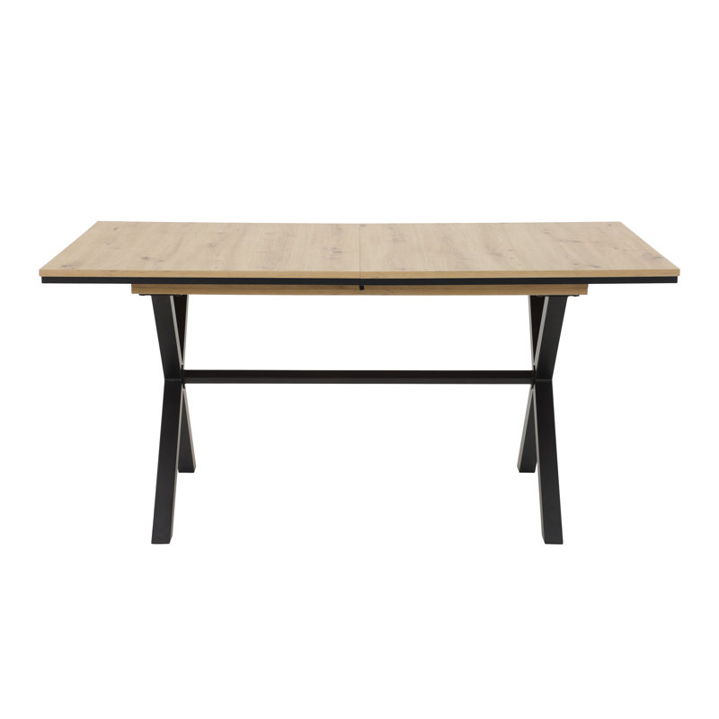 Sybil Extendable Metal Base Dining Table, Artisan Oak