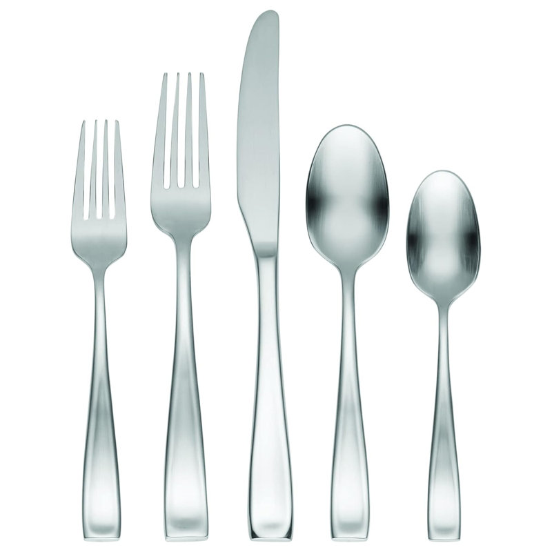 3BB8ACE964A84BE9AC780BEC69F49A30 Satin Moda 65 Piece Flatware Set, Dishwasher Safe, Metallic