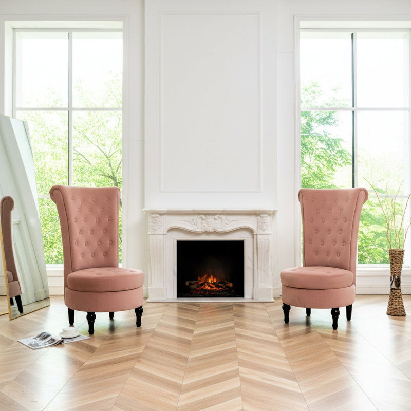 Fulviah Velvet Slipper Chair, Rose Velvet