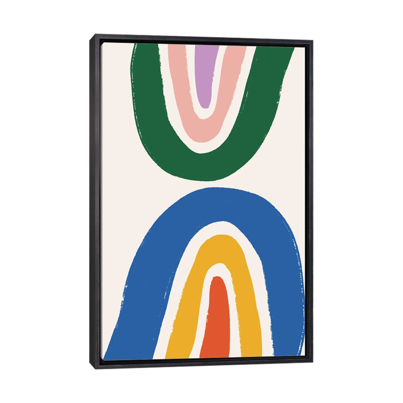Double arc-en-ciel-impression d’art, Pas de tapis, H 48 po x l 32 po x P 1,5 po, Toile avec cadre noir patiné