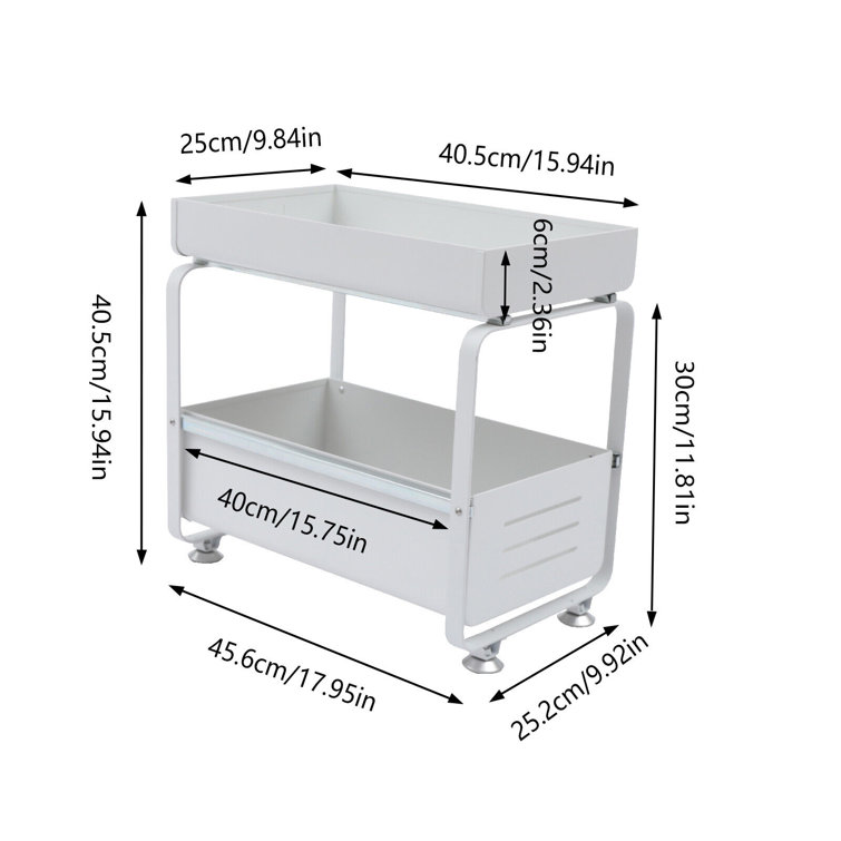 Latitude Run® 17.95 2-Tier Under-Sink Kitchen Cabinet Organizer with Sliding  Storage Drawer
