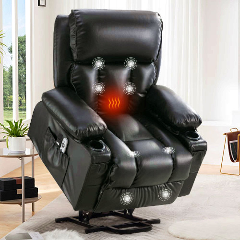 Power Electric Massage Lift Lounge Chair, Suitable For The Elderly, With Heating And Vibration Functions,Fleece Leather With Usb, Can Be Used For Lying Down