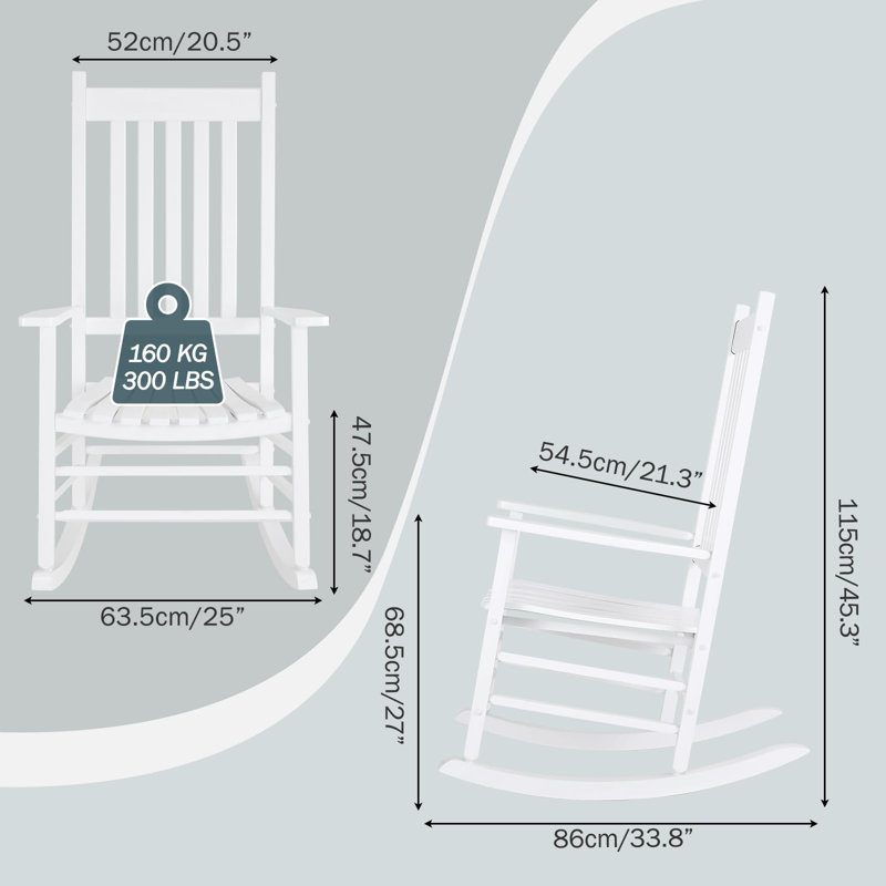 Solid Wood Rocking Chair, White