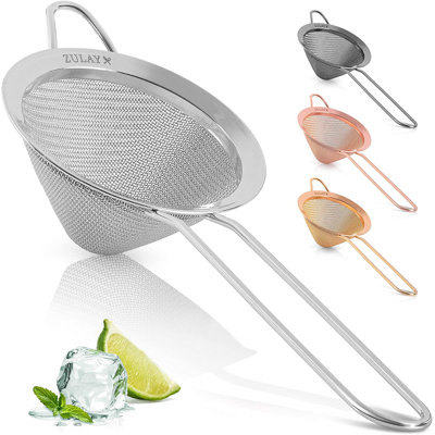 Zulay Kitchen Cocktail Strainer - Cone Shaped Stainless Steel Fine Mesh Strainer