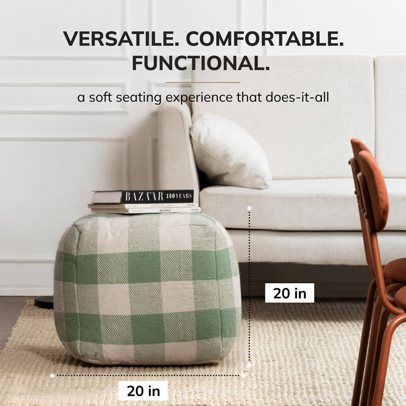 Guinda Upholstered Pouf, Green