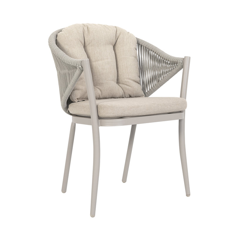 Moorcroft Outdoor Patio Chair of 2 Woven Rope Conversation Chairs with Pillows and Cushions, Powder-coated Aluminum Frame for Garden, Beige