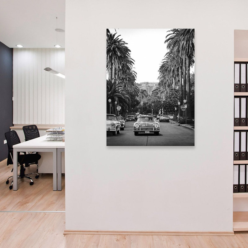 Boulevard In Hollywood (BW) - No Frame Print on Canvas, 100cm H x 70cm W x 4cm D