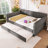 Queen Size Upholstered Platform Bed With USB And Trundle-879033087