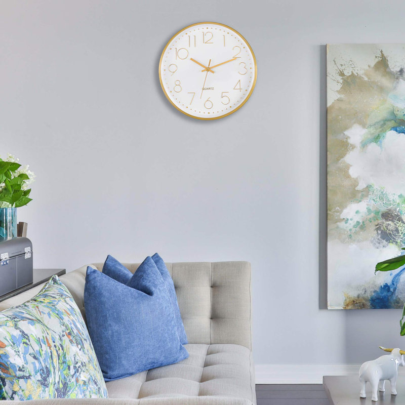 Gold Wall Clock 12 Inch Silent Non-Ticking Battery Operated Round Quartz Modern Wall Clock For Office Living Room Kitchen Bedroom Home Decor