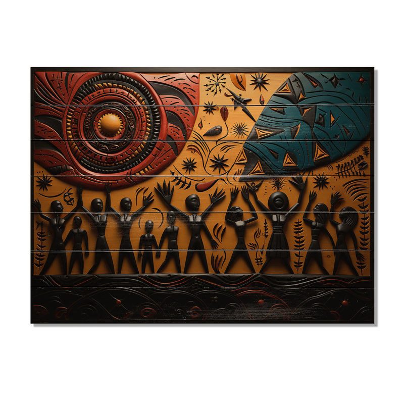 Milisav African Tribal Rhythms IX sur impression sur bois, H 30 po x l 40 po x P 0,78 po