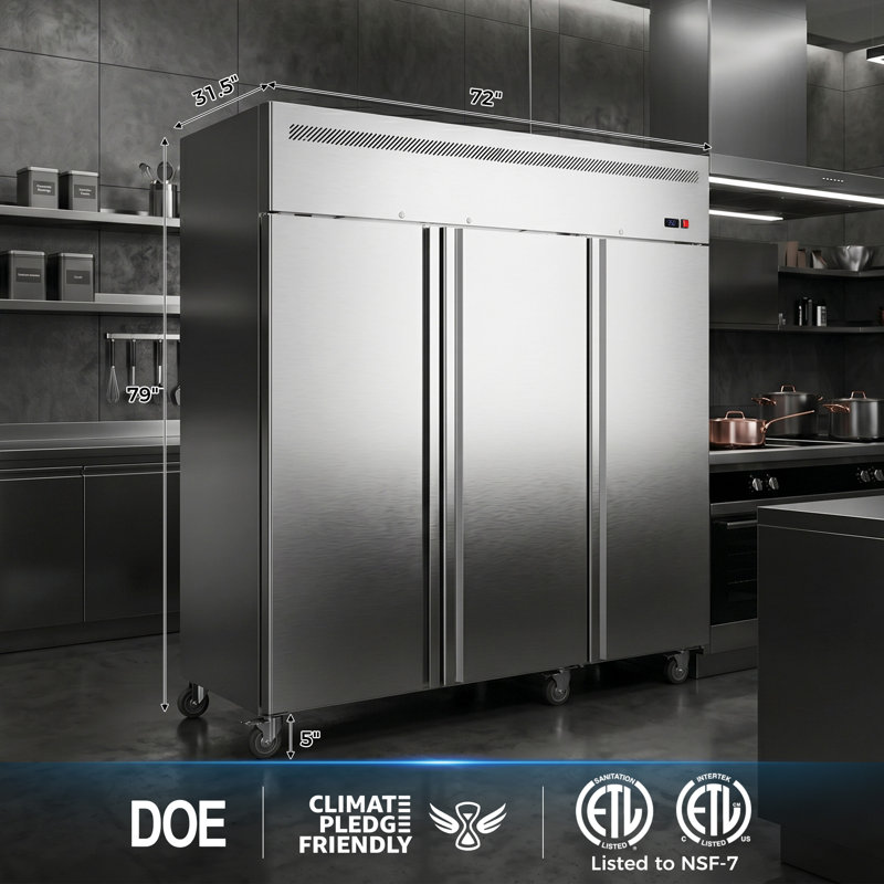 Réfrigérateur commercial de 72 po avec 3 portes en acier inoxydable Coolake de 72 po Coolake pour restaurant Garage Bakery