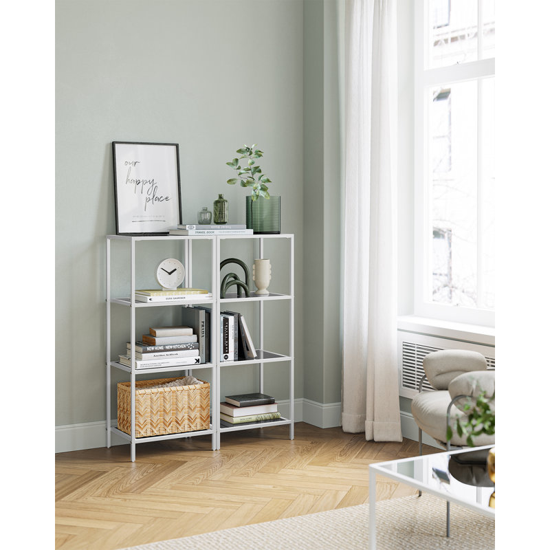 Abrihet 40cm W Steel Bookcase, Pearl White/Slate Grey