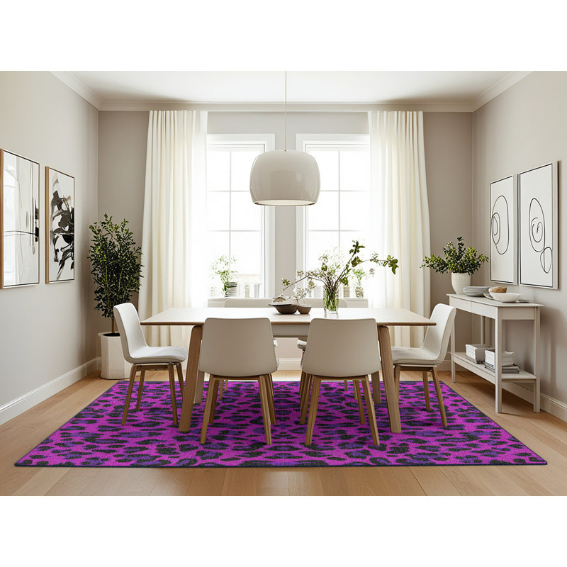 Tapis rose à imprimé animal, Rectangle 7 pi x 10 pi