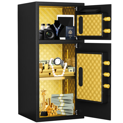 Double - Door Coin Operated Safe With 7.0 Cubic Feet Digital Security, And Waterproof Bag, Dual Alarm, Hidden Code, Thickened All Steel, Gap Prying, Wall Or Floor Mount For Secure Storage In Homes,