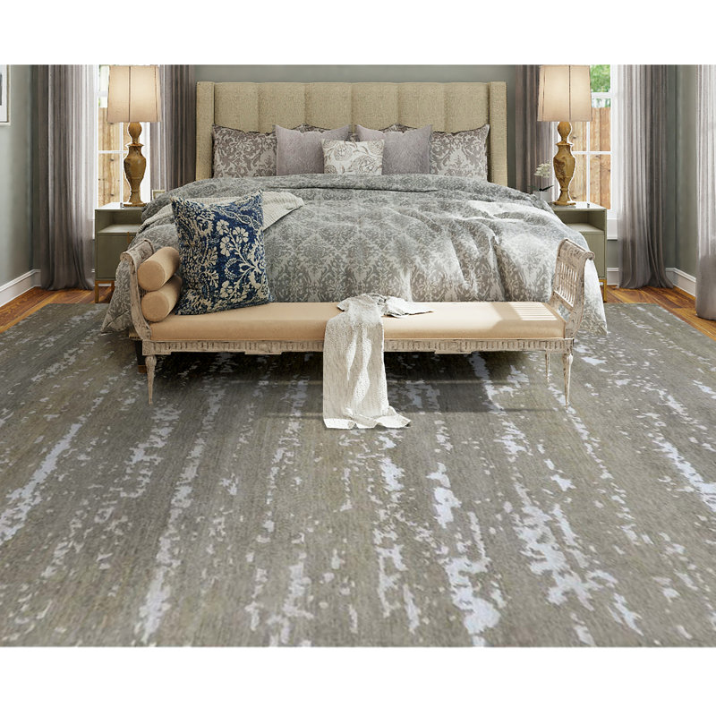 Hand-Knotted High-Quality Beige Area Rug, Rectangle 6' x 9'