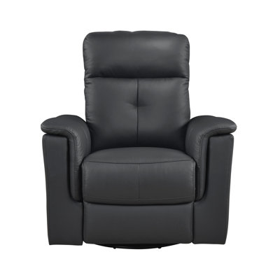 Black Leather Upholstered Swivel Glider Reclining Chair Luxury Living Room Furniture Comfort Chair 1Pc Plush Comfort