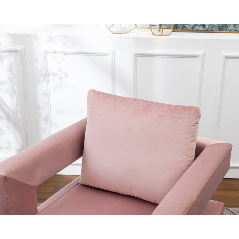 Chaise avec accoudoirs recouverts de tissu d'ameublement, Doré, Rose