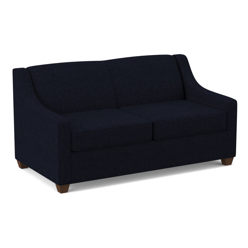 Phillips 68" Square Arm Loveseat with Reversible Cushions, Montana Walnut, Archetype Admiral
