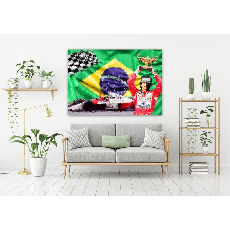 Ayrton Senna Flag Formula One Flag Collection - Art Prints, 40cm H x 50.7cm W x 0.11cm D, Metal