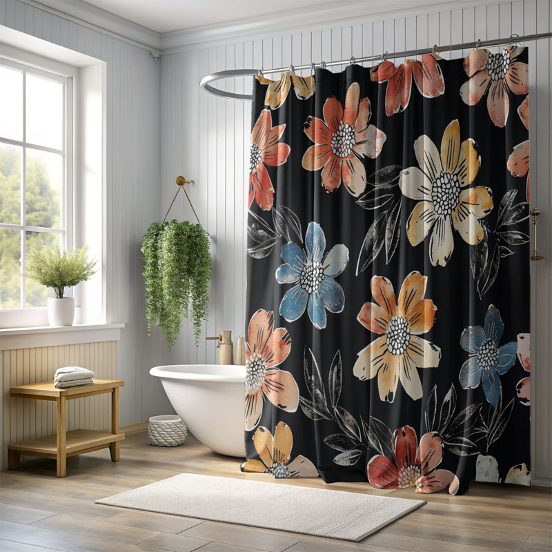 Creekmont Floral Shower Curtain, 74"H x 71"W