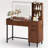 45.3" L Modern Style Vanity Desk with Mirror, LED Lights and Power Outlet-1181899373