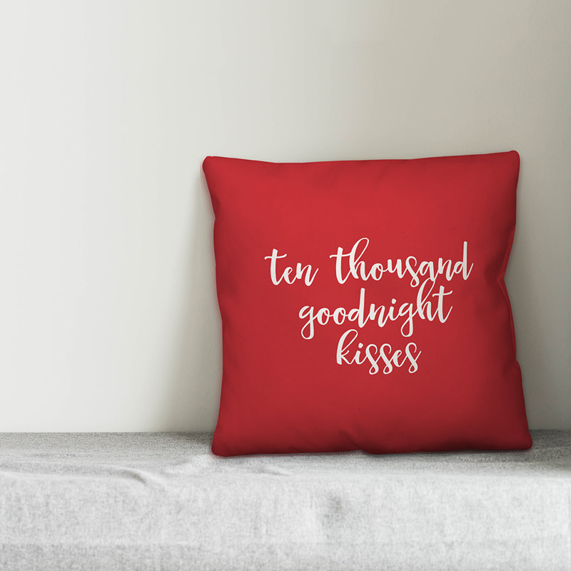  Coussin Ten Thousand Goodnight Kisses, Coussin décoratif, Rouge / blanc