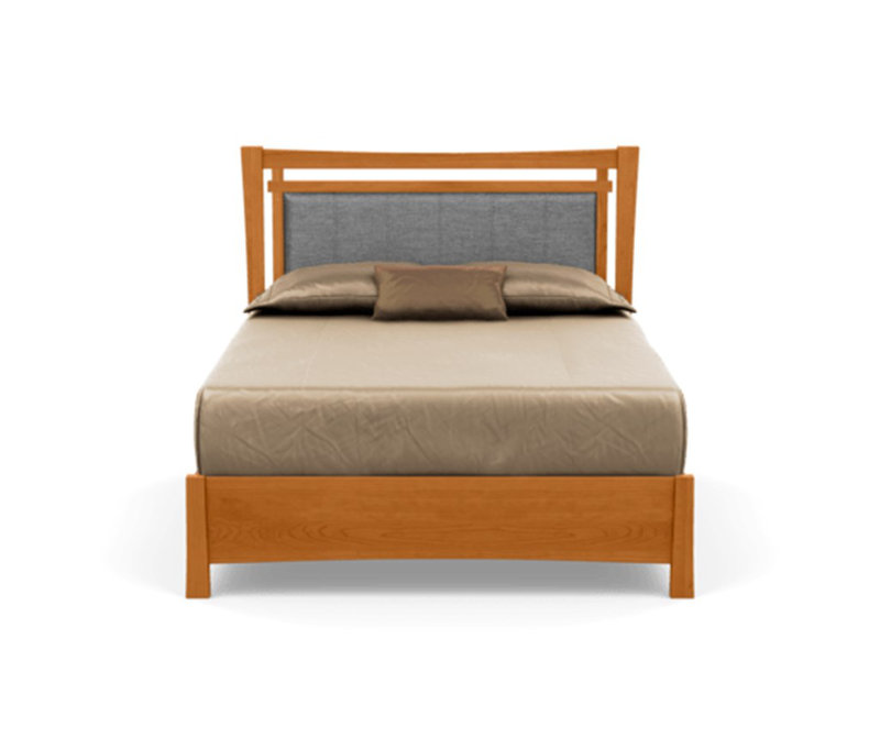 Monterey Upholstered Bed, Ebony Leather, Full, Natural Cherry