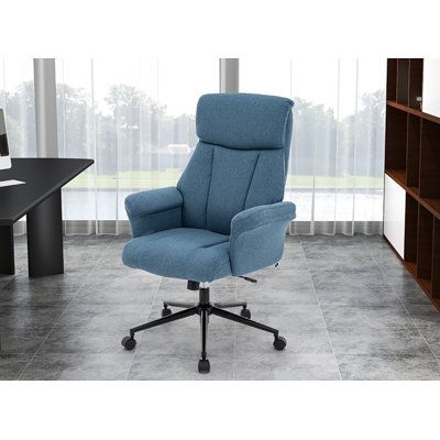 Chaise de bureau en lin avec design ergonomique, chaise à hauteur réglable