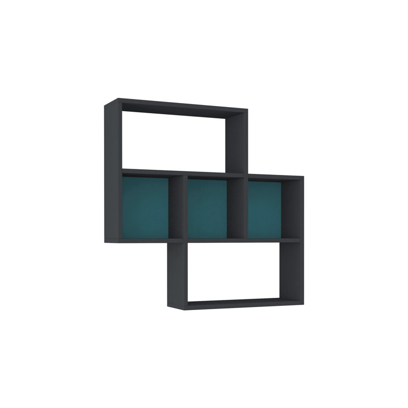 Charlesworth 3 Piece Square Floating Shelf, Anthracite/Turquoise