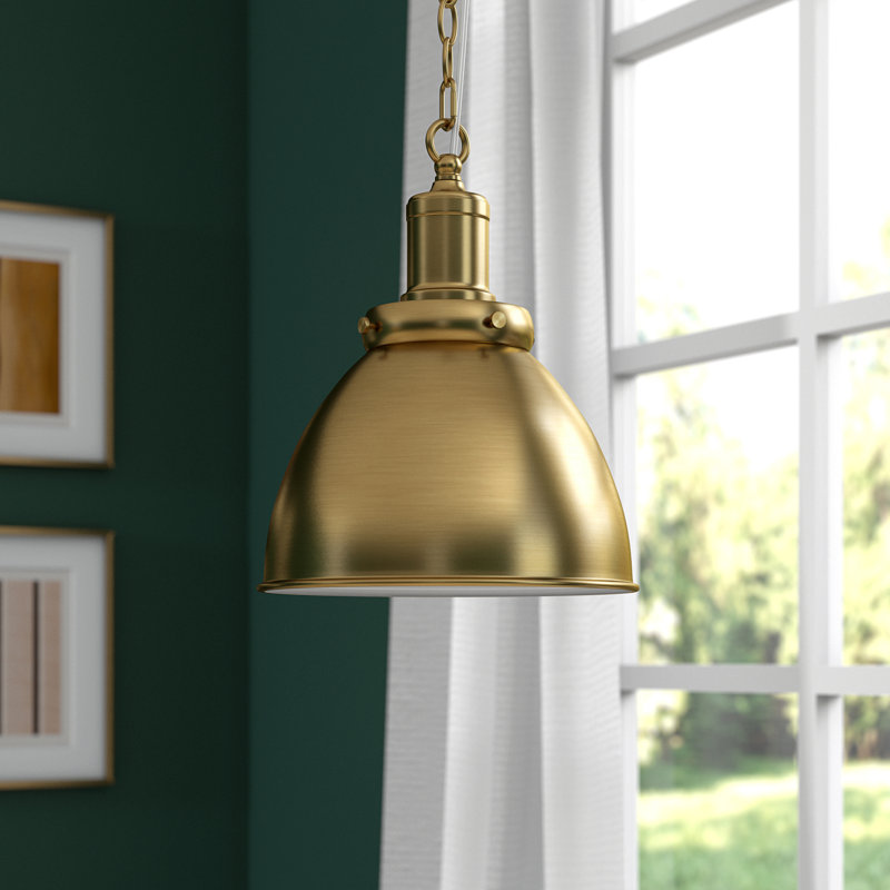 Elodie 1 - Light Brass Dome Pendant, Brushed Brass, 88" H x 5.13" W x 5.13" D