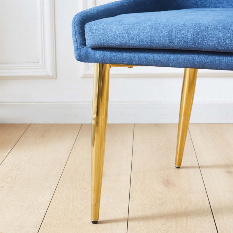 Ensemble de 2 chaises de salle à manger en tissu rembourrées avec structure en acier inoxydable, design classique et élégant