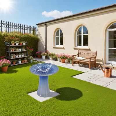 Bain d'oiseaux d'intérieur en céramique 17 po pour terrasse, jardin
